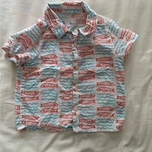Gap - Toddler Boy Fish Print Shirt - Red and Blue